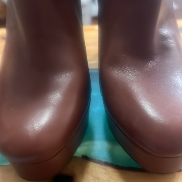 New Vince Camuto Sz 9.5 Cognac Leather Color block Gripaula 4” Block Ankle Boots - Picture 15 of 16